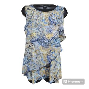Roz & Ali Paisley Flowy Dressy Tank Top Size M